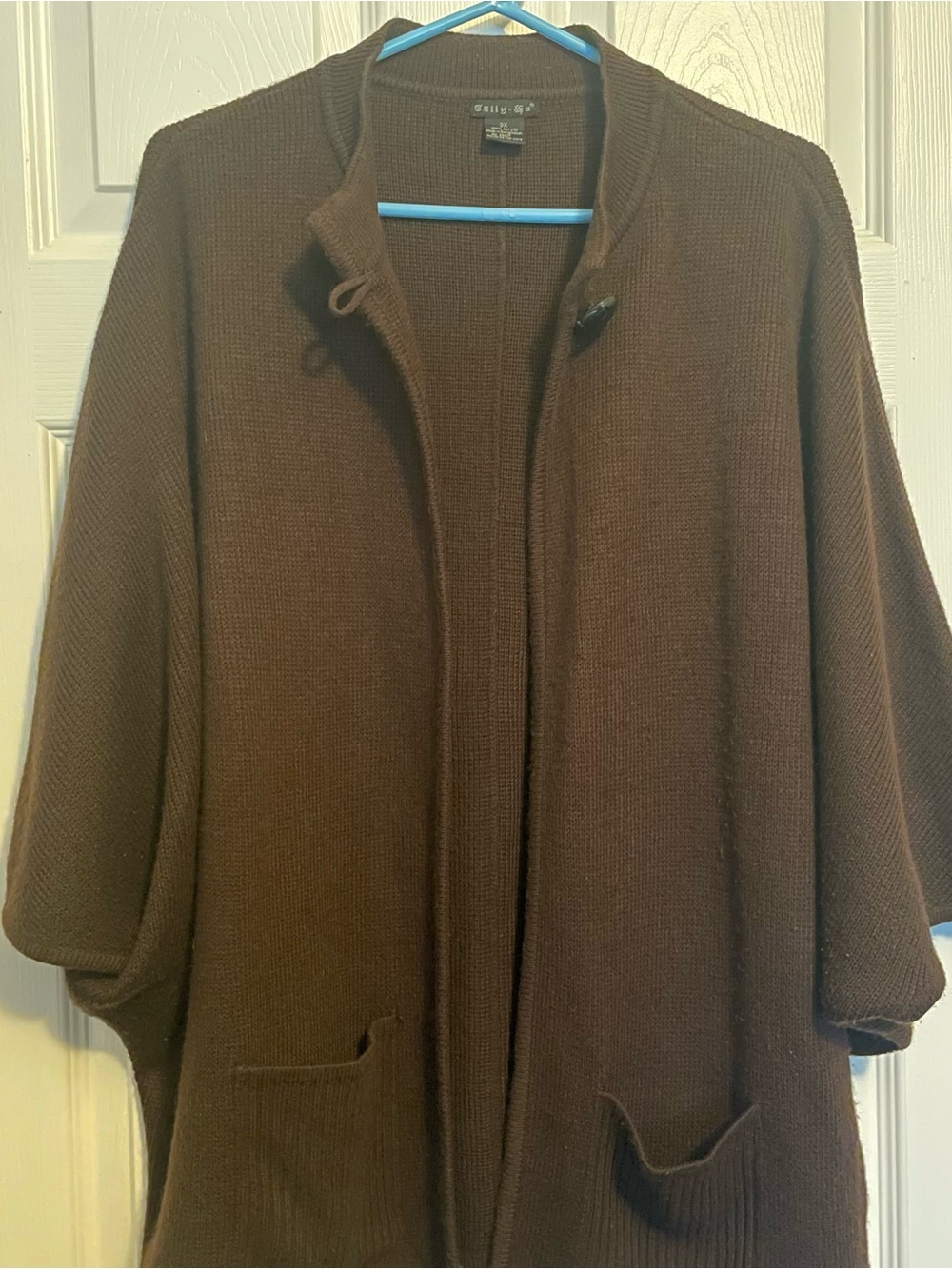 Tally Ho Chocolate Brown Knit Cape Style sweater